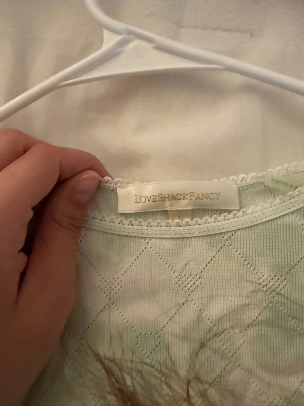 LoveShackFancy Pointelle Mint Green Long Sleeve Knit Top
